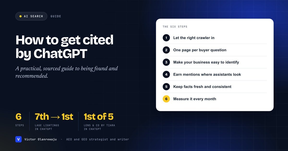How to get cited by ChatGPT: six steps, from letting the right crawler in to measuring every month